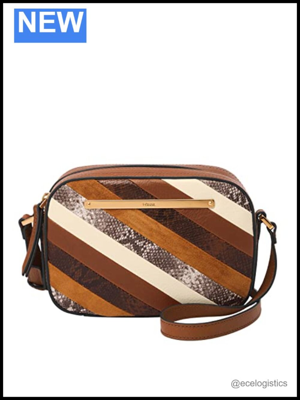 Fossil Liza Camera Bag Crossbody Purse LiteHide Leather Zipper Closure